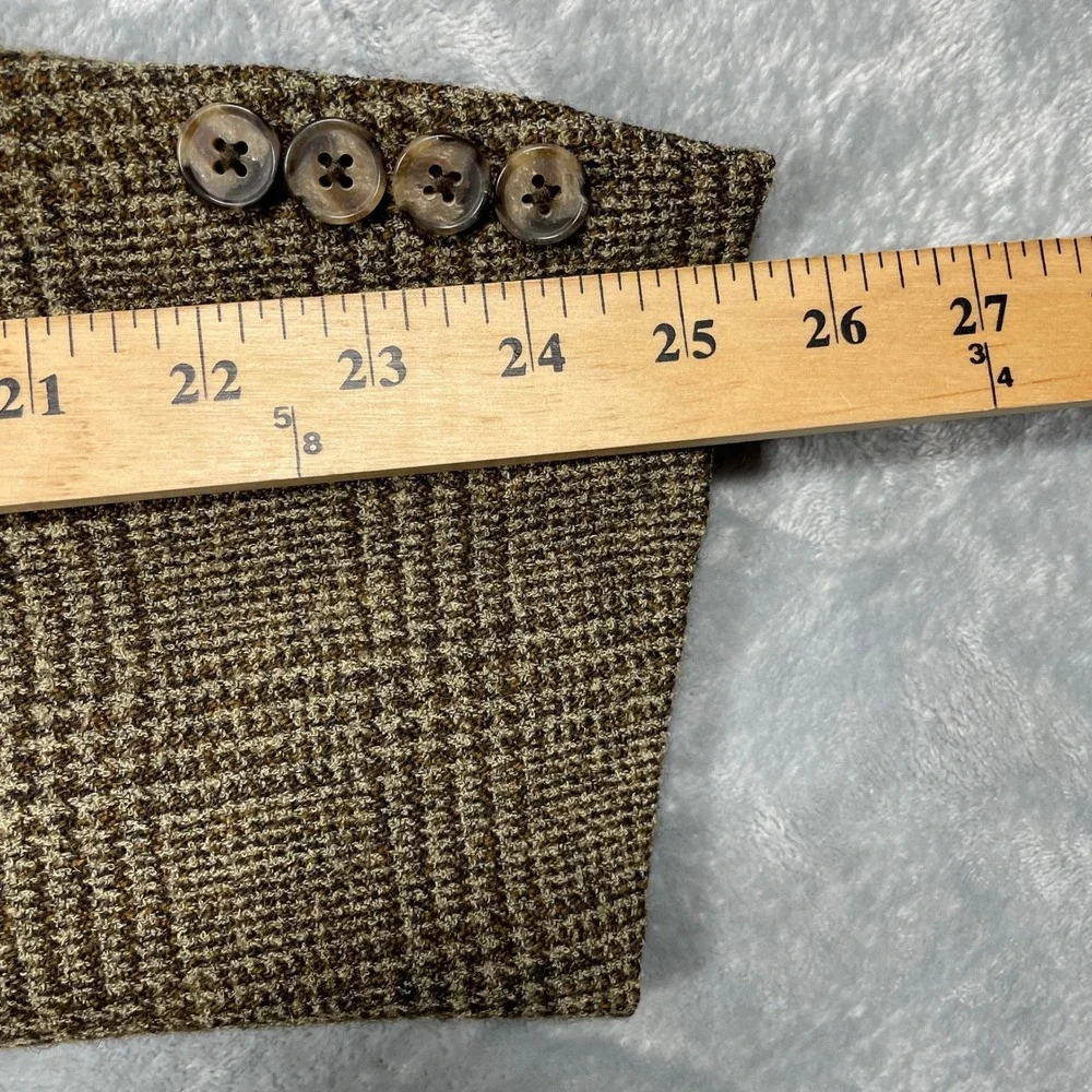 VTG Joseph Abboud Nordstrom Blazer Mens Brown Glen Plaid Wool Made in USA 46R